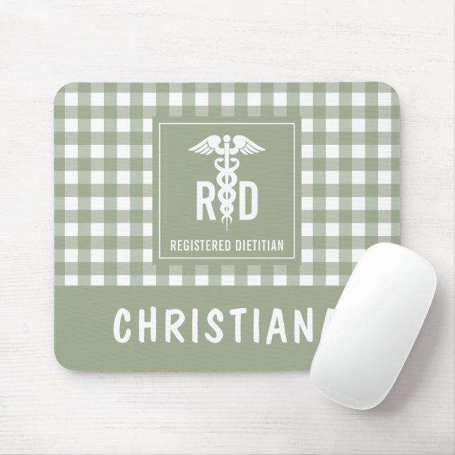 Personalised RD Registered Dietician Plaid Pattern Mouse Pad (With Mouse)