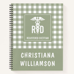 Personalised RD Registered Dietician Plaid Pattern Notebook