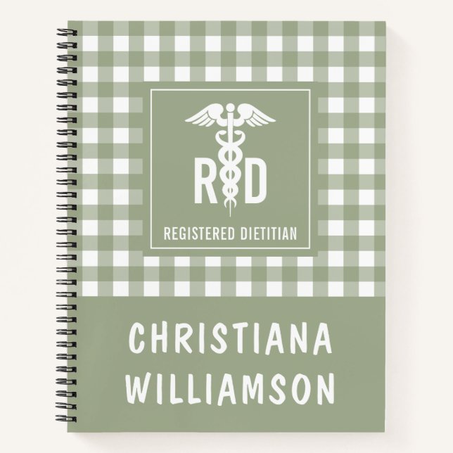 Personalised RD Registered Dietician Plaid Pattern Notebook (Front)