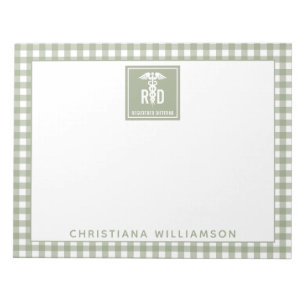 Personalised RD Registered Dietician Plaid Pattern Notepad