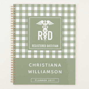 Personalised RD Registered Dietician Plaid Pattern Planner