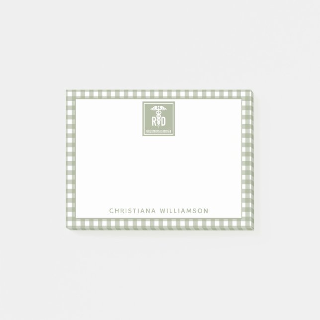 Personalised RD Registered Dietician Plaid Pattern Post-it Notes (Front)