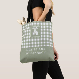 Personalised RD Registered Dietician Plaid Pattern Tote Bag