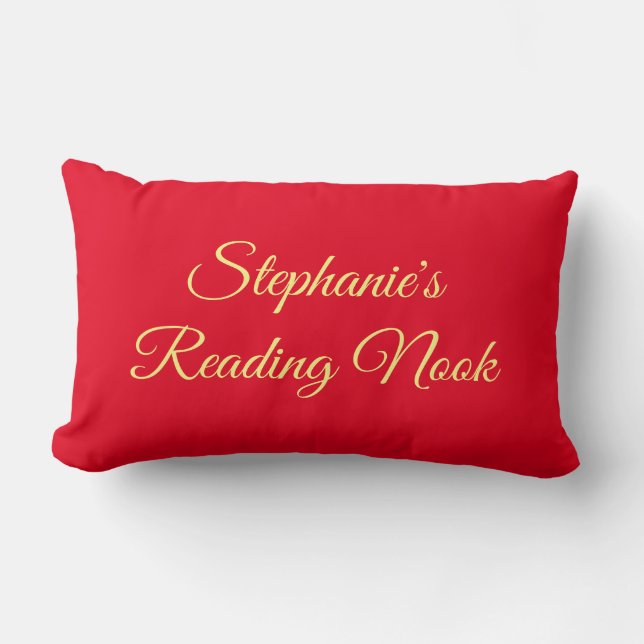 Personalised reading cushion, elegant & pretty red lumbar cushion (Front)
