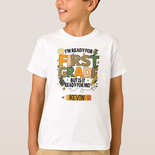 Personalised Ready For First Grade T-Shirt (Front)