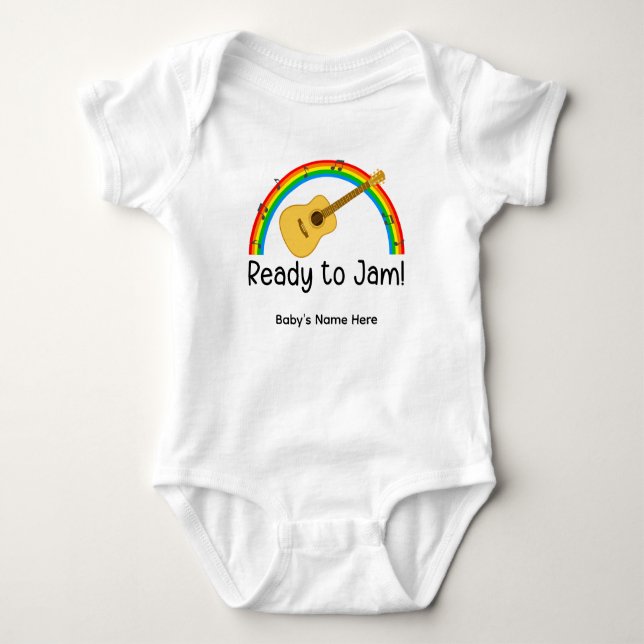 Personalised Ready to Jam Guitar Baby Bodysuit (Front)