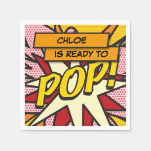 Personalised Ready to POP Fun Modern Baby Shower Napkin