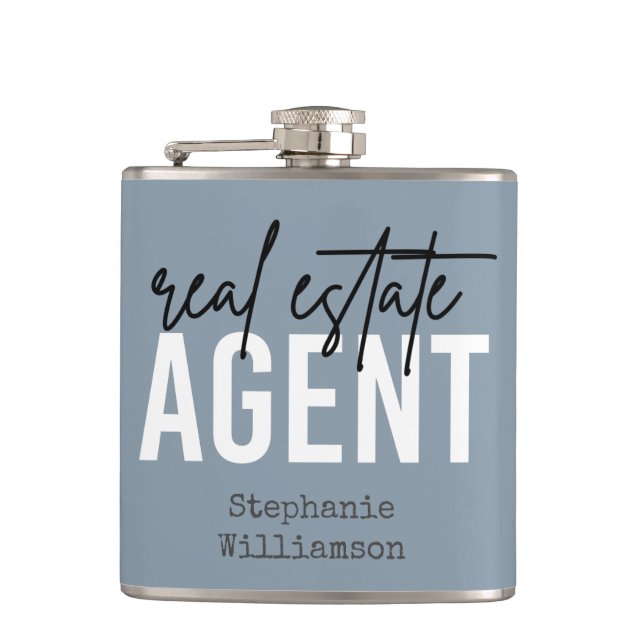 Personalised Real Estate Agent Gifts for Realtor  Hip Flask (Front)