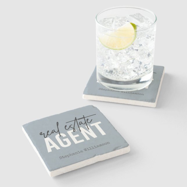 Personalised Real Estate Agent Gifts for Realtor Stone Coaster (Side)