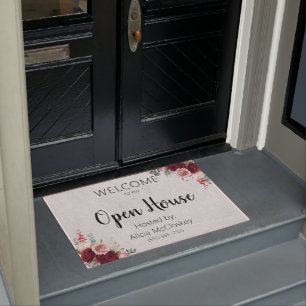 Personalised Real Estate Agent Open House Floral Doormat