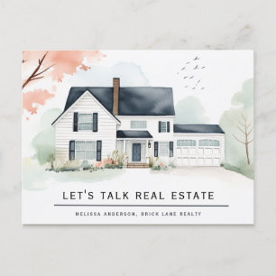 Personalised Real Estate Watercolor House  Postcard