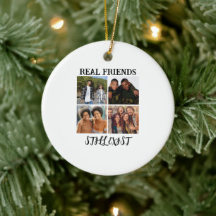 Personalised "Real Friends Still Exist" Photo Temp Ceramic Tree Decoration