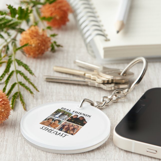 Personalised "Real Friends Still Exist" Photo Temp Key Ring (Front Right)