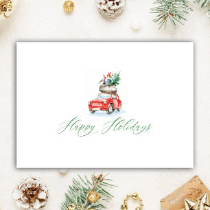 Personalised Realtor Christmas Watercolor Cute Car Holiday Card
