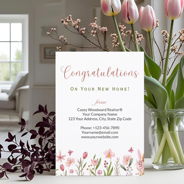 Personalised Realtor Congratulations Client Floral Card (Creator Uploaded)