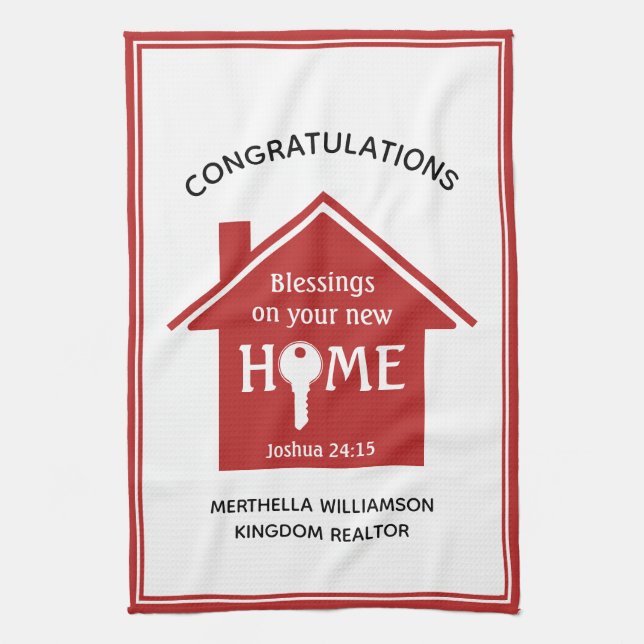 Personalised Realtor to Client New Home  Tea Towel (Vertical)