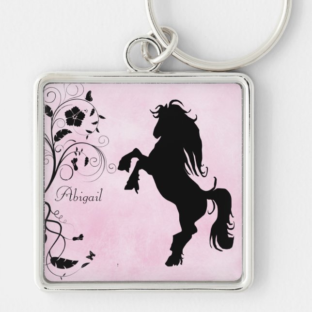 Personalised Rearing Horse Keychain (Front)