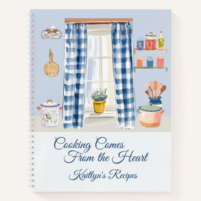 Personalised Recipe Custom Cosy Kitchen Monogram   Notebook (Front)