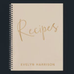 Personalised Recipe Journal in Beige and Gold<br><div class="desc">Stay organised in style with this personalised recipe journal in beige and golden text. This chic journal allows you to add your name for a custom touch. Inside, you'll find plenty of recipe pages to fill out, making it the perfect gift for home cooks, bakers, or anyone who loves to...</div>
