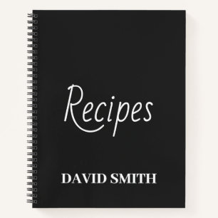 Personalised Recipe Journal in Black and White