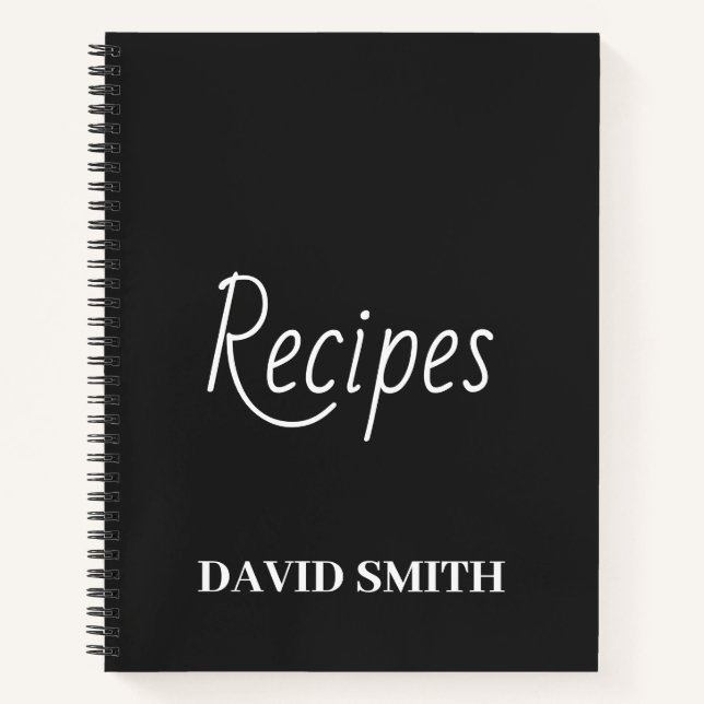 Personalised Recipe Journal in Black and White (Front)