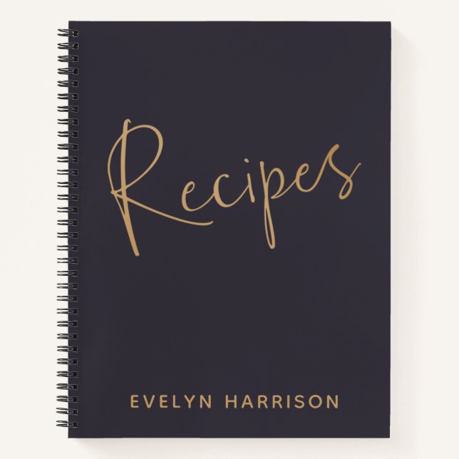 Personalised Recipe Journal in Indigo Blue Gold (Front)