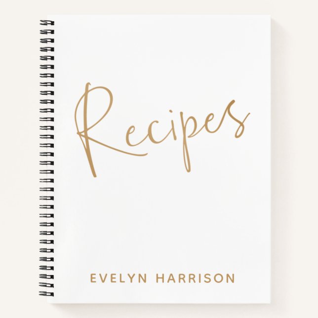 Personalised Recipe Journal in White and Gold (Front)
