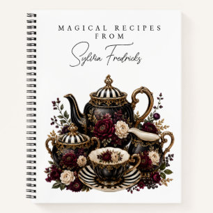 Personalised Recipe Notebook - Gothic Tea Set