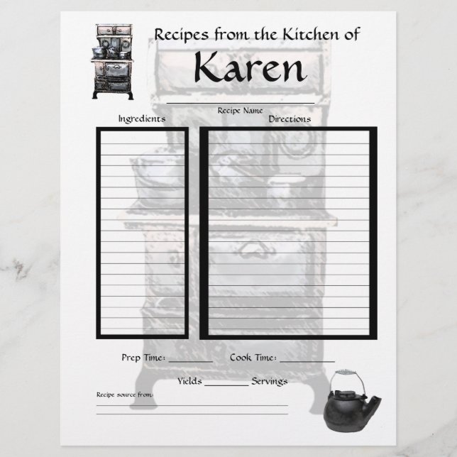 Personalised recipe page (Front)