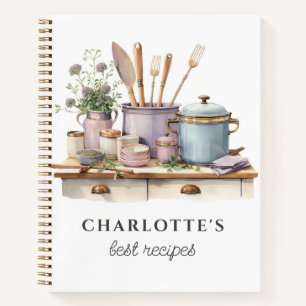 Personalised Recipes Cooking Pots Pans Utensils Notebook