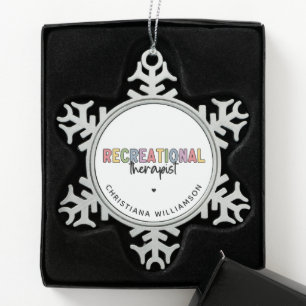 Personalised Recreational Therapist Snowflake Pewter Christmas Ornament