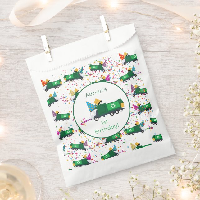 Personalised Recycling Garbage Truck Party Pattern Favour Bags (Clipped)