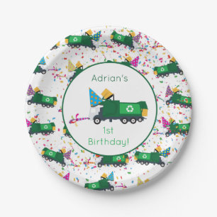 Personalised Recycling Garbage Truck Party Pattern Paper Plate