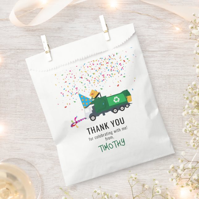 Personalised Recycling Garbage Truck Party Theme Favour Bags (Clipped)