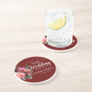 Personalised Red 50th Couples Wedding Anniversary Coaster