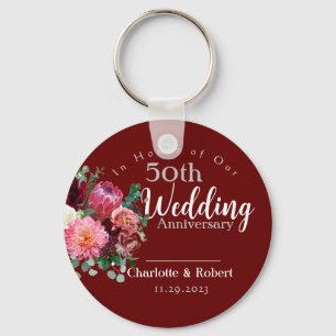 Personalised Red 50th Couples Wedding Anniversary  Key Ring