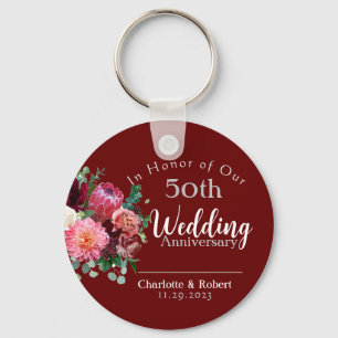 Personalised Red 50th Couples Wedding Anniversary  Key Ring