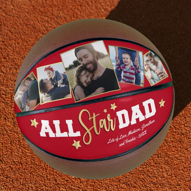 Personalised Red “All-Star Dad” Basketball Gift (Creator Uploaded)