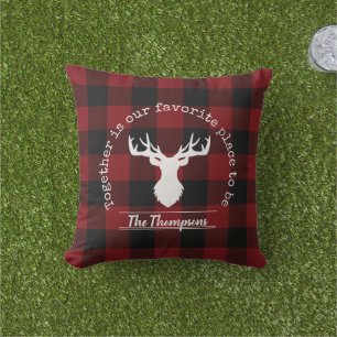 Personalised Red and Black Buffalo Check Cushion