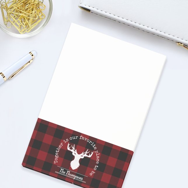 Personalised Red and Black Buffalo Plaid Post-it Notes (Creator Uploaded)