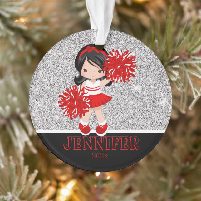 Personalised Red and Black Cheerleading Ornament  (Tree)