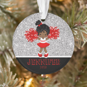 Personalised Red and Black Cheerleading Ornament 