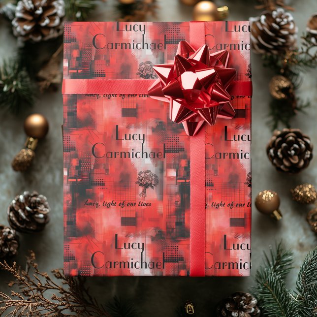 Personalised Red and Black Gift Wrapping Paper (Creator Uploaded)