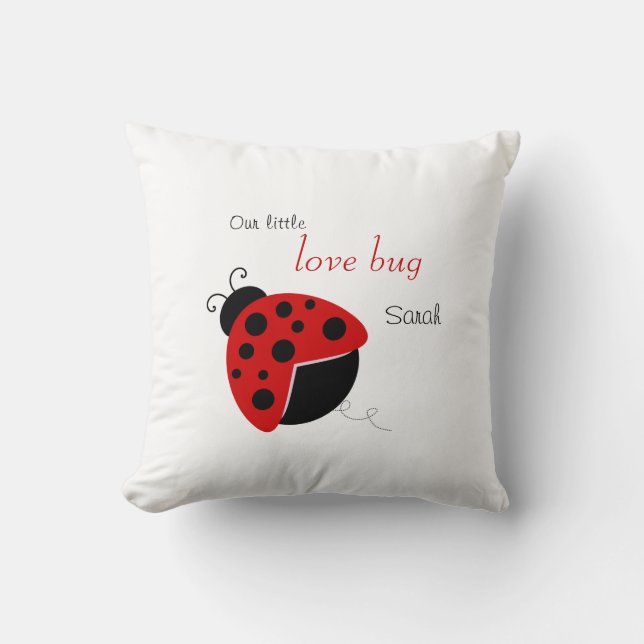 Personalised Red and Black Lady Bug Pilllow Cushion (Front)