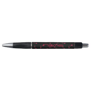 Personalised Red and Black Music Notes Pen