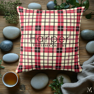 Personalised Red and Black Plaid Custom Tartan Cushion