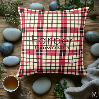 Personalised Red and Black Plaid | Custom Tartan Cushion