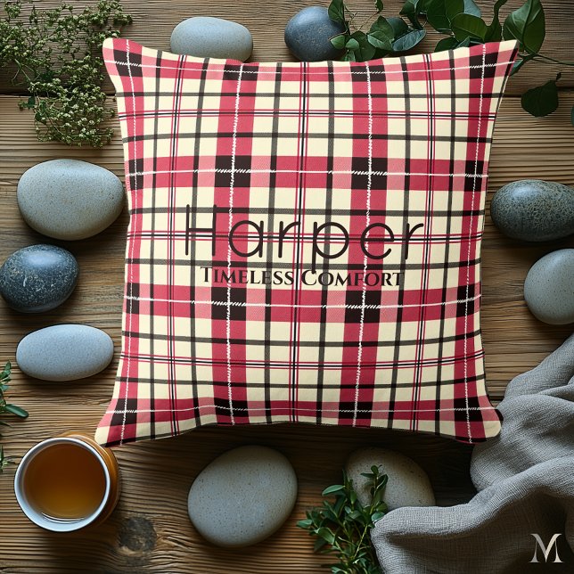 Personalised Red and Black Plaid | Custom Tartan  Cushion (Creator Uploaded)