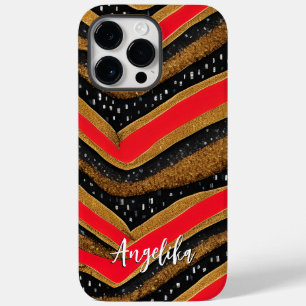 Personalised Red and Gold Abstract Minimalist Case-Mate iPhone 14 Pro Max Case