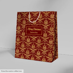 Personalised Red and Gold Christmas Gift Bag